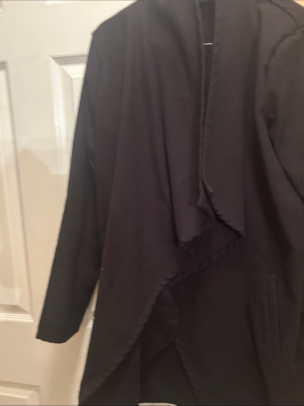 Fashion Nova Black Draped Open-Front Jacket